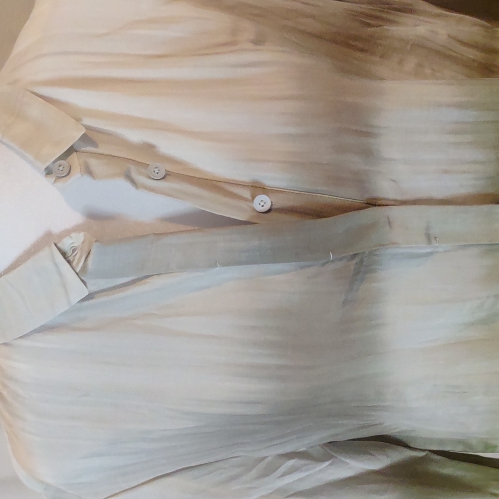 Elie Tahari Tie Dye gray green light weigh blouse, top Button Down Long Sleeve - Picture 11 of 11